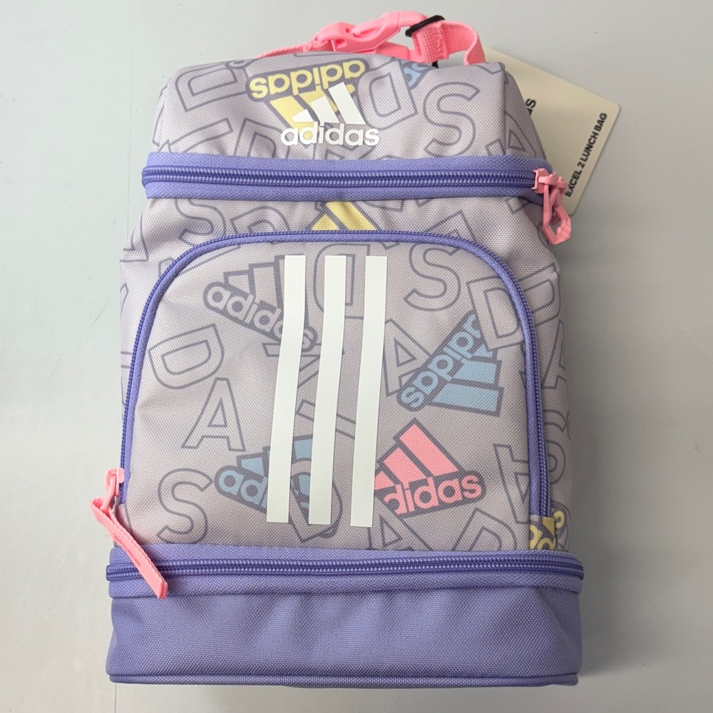 Adidas Kids' Lavender and Pink Excel 2 Lunch Bag School Tote Insulated
